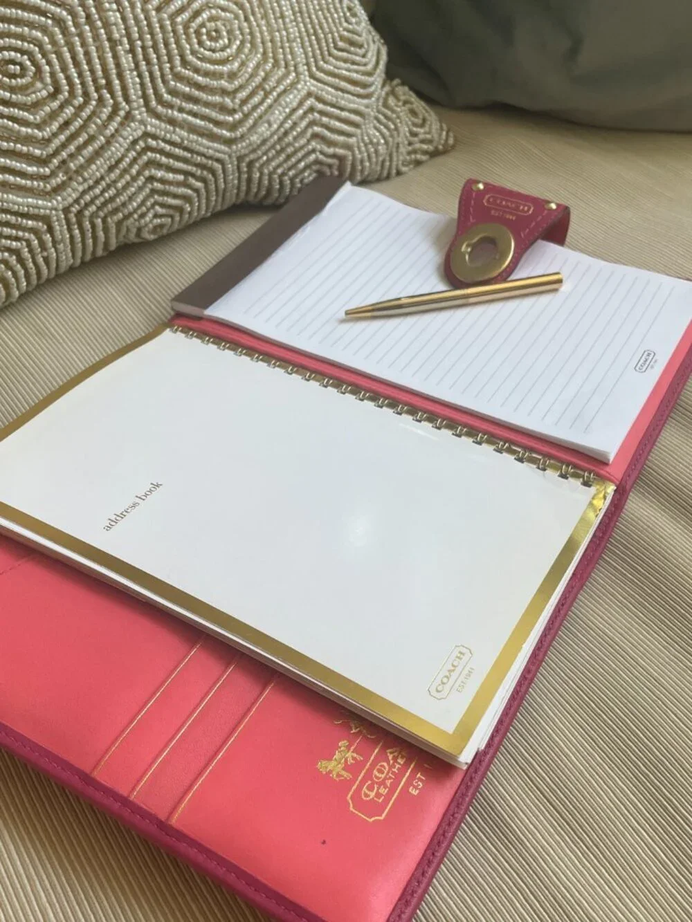 Coach Legacy Turnlock Planner Cover Pink Leather Agenda, Pen, Notebook Rare Y2K